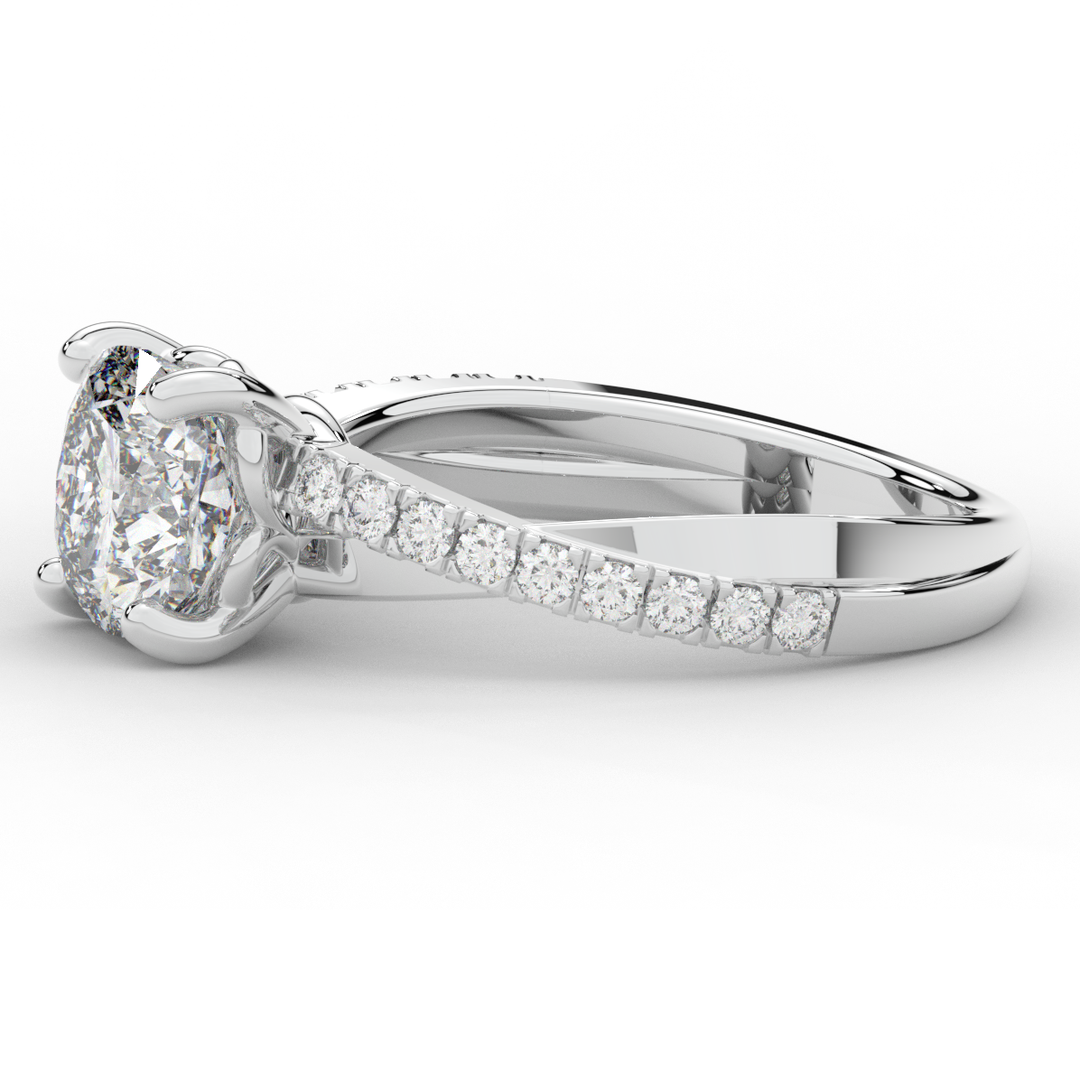 2.20CT.TW CUSHION LAB DIAMOND TWISTBAND ENGAGEMENT RING - Nazarelle