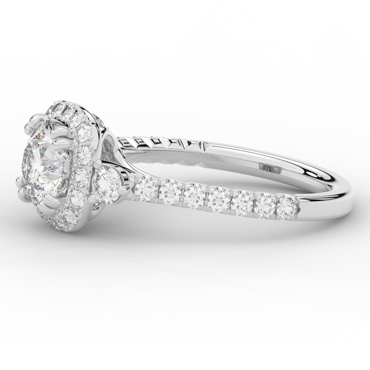 1.75CT.TW ROUND LAB DIAMOND HALO ENGAGEMENT RING - Nazarelle