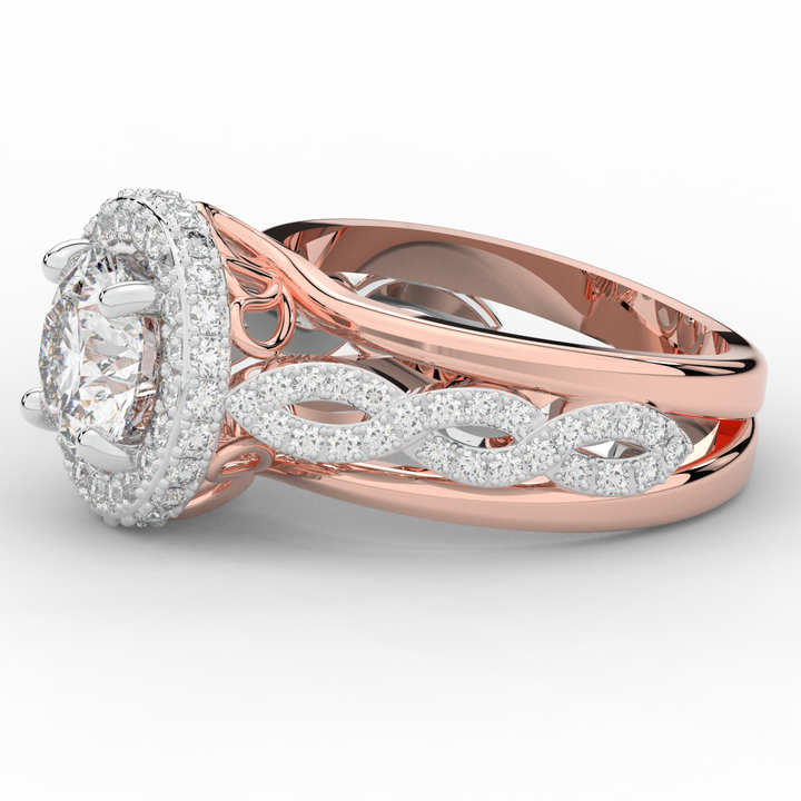 2.85CT.TW ROUND LAB DIAMOND HALO TWO TONE ENGAGEMENT RING - Nazarelle