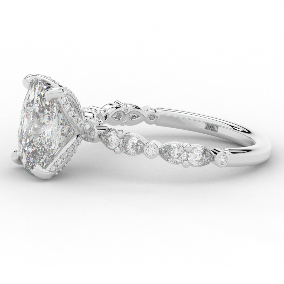 3.60CT.TW CUSHION LAB DIAMOND SOLITAIRE ENGAGEMENT RING - Nazarelle