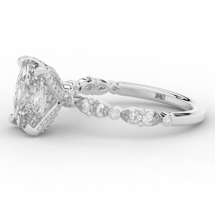3.60CT.TW CUSHION LAB DIAMOND SOLITAIRE ENGAGEMENT RING - Nazarelle