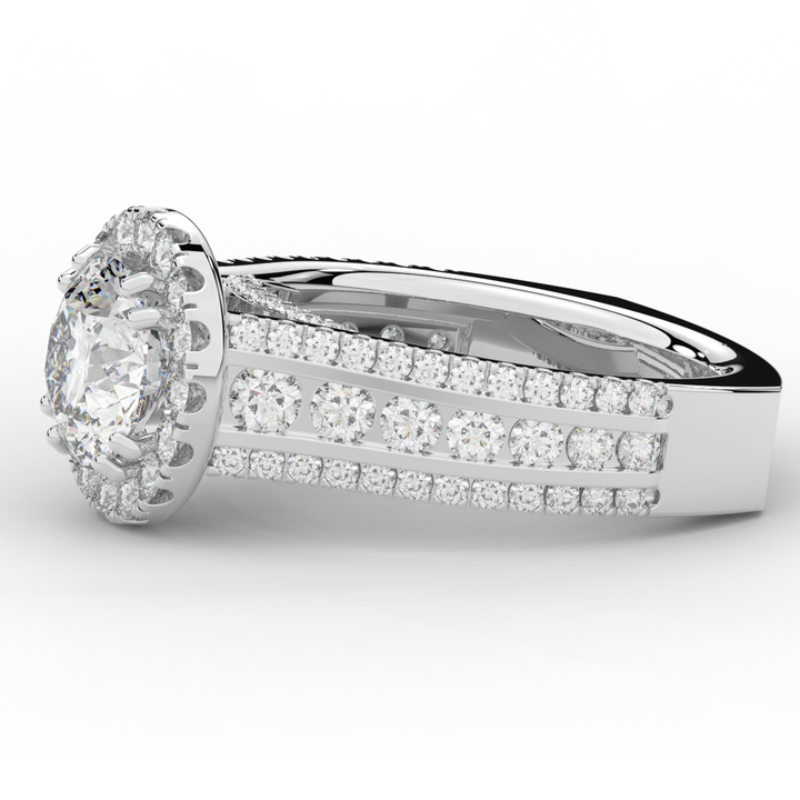 2.90CT.TW ROUND LAB DIAMOND HALO ENGAGEMENT RING - Nazarelle
