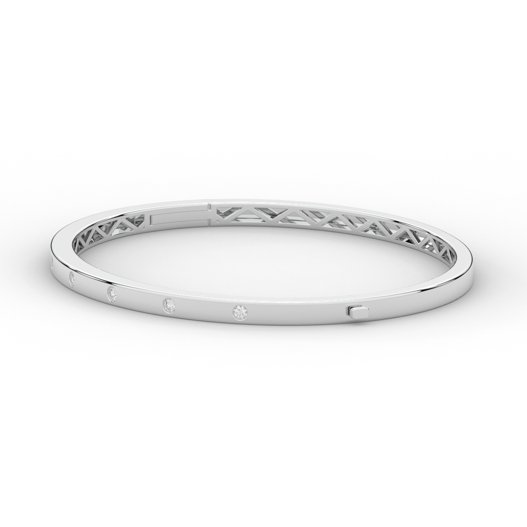 0.15CT.TW ROUND LAB BEZEL SET DIAMOND BANGLE - Nazarelle