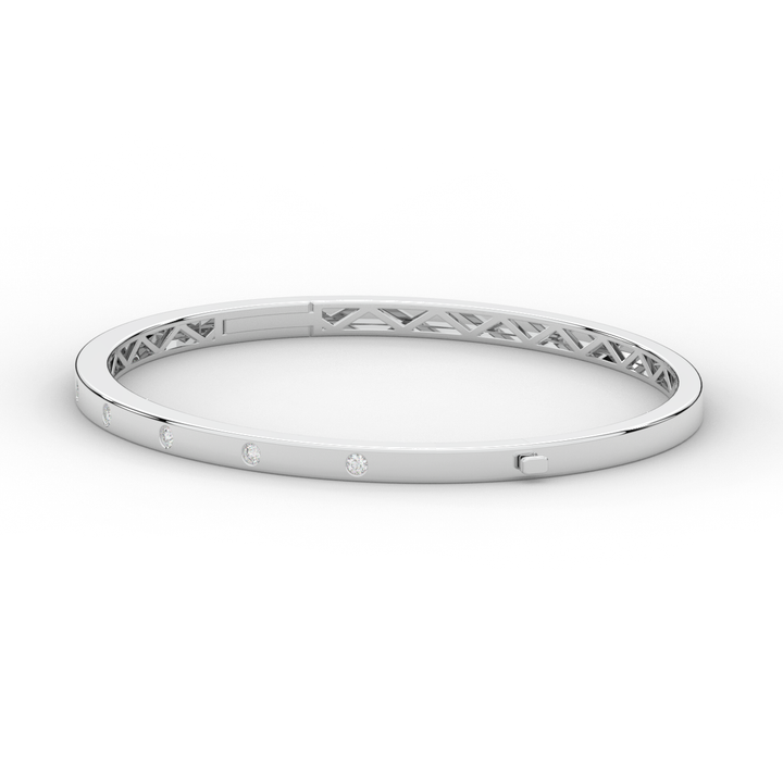 0.15CT.TW ROUND LAB BEZEL SET DIAMOND BANGLE - Nazarelle