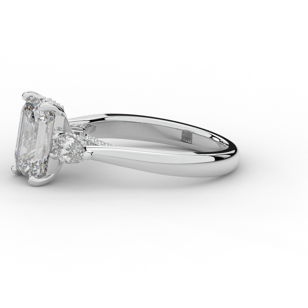 2.40CT.TW EMERALD CUT LAB DIAMOND 3 STONE ENGAGEMENT RING - Nazarelle
