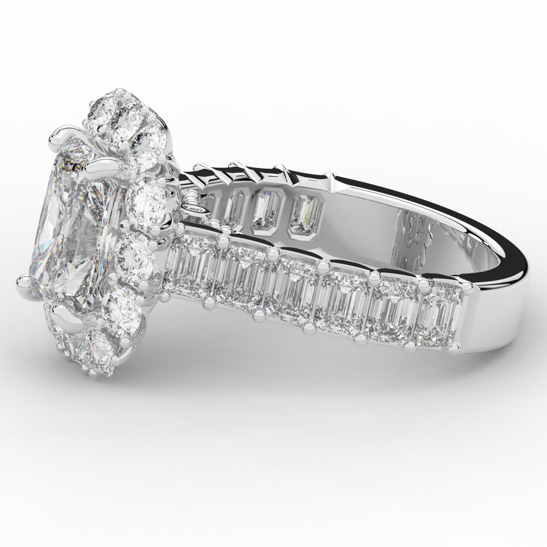 6.00CT.TW RADIANT LAB DIAMOND HALO ENGAGEMENT RING - Nazarelle