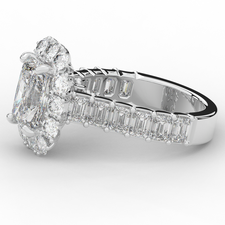 6.00CT.TW RADIANT LAB DIAMOND HALO ENGAGEMENT RING - Nazarelle
