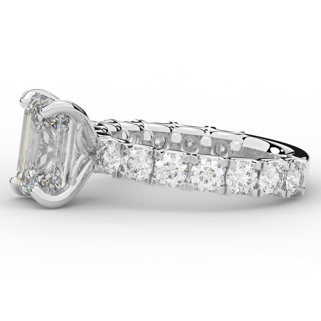 4.35CT.TW EMERALD CUT LAB DIAMOND ENGAGEMENT RING - Nazarelle