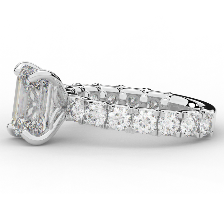 4.35CT.TW EMERALD CUT LAB DIAMOND ENGAGEMENT RING - Nazarelle