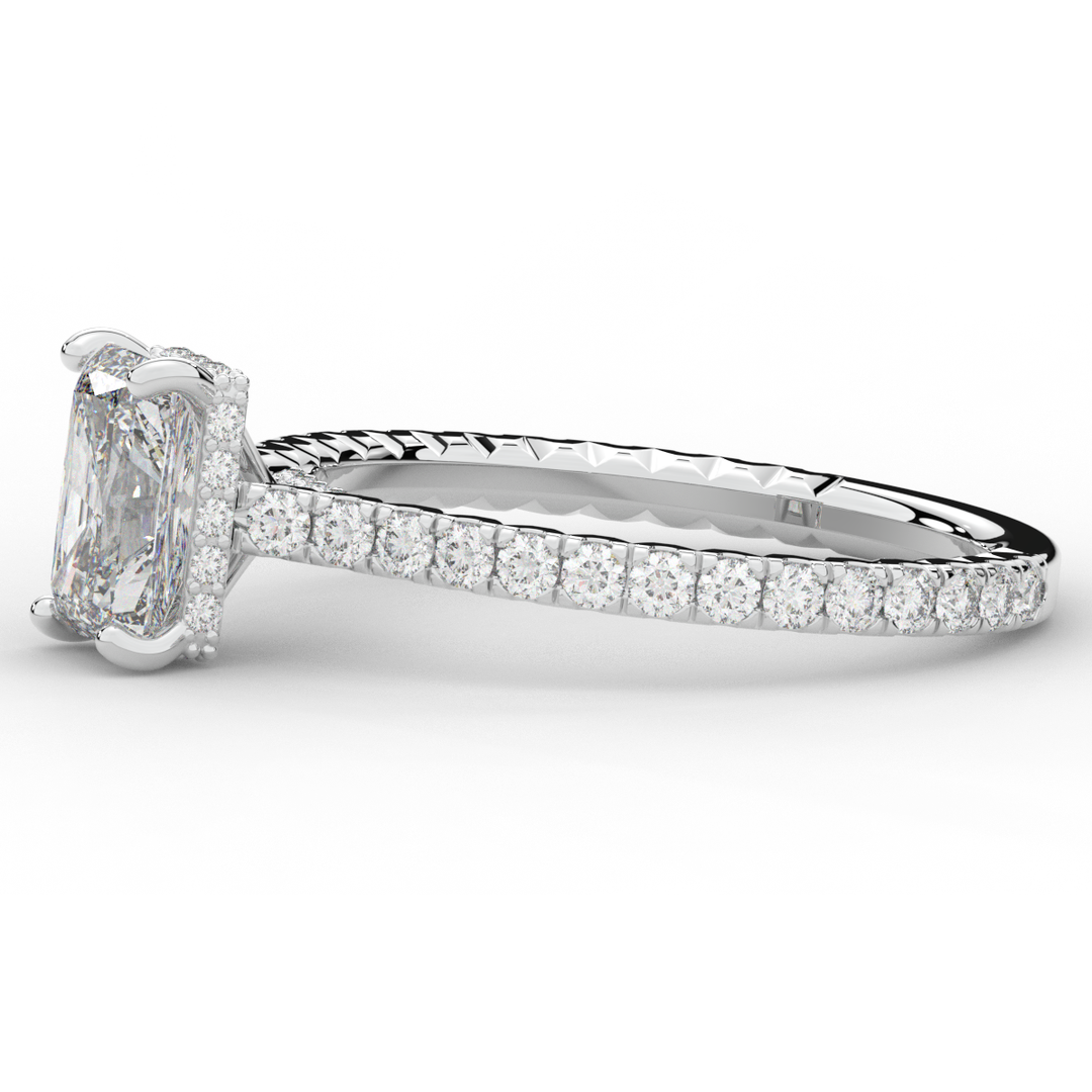 2.10CT.TW RADIANT LAB DIAMOND UNDERHALO SOLITAIRE ENGAGEMENT RING - Nazarelle