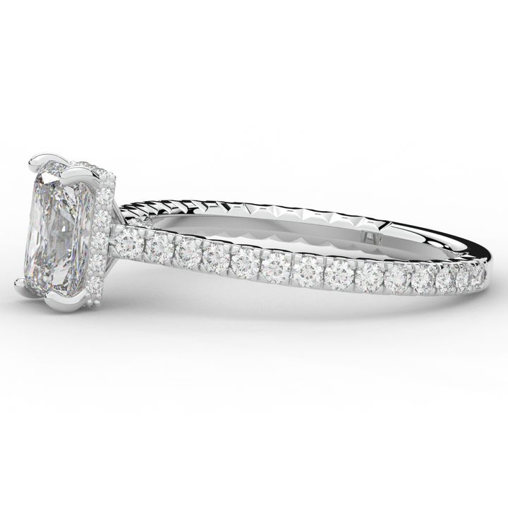 2.10CT.TW RADIANT LAB DIAMOND UNDERHALO SOLITAIRE ENGAGEMENT RING - Nazarelle