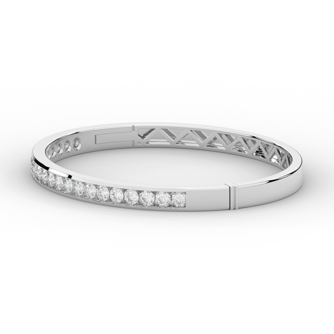 2.75CT.TW ROUND LAB CHANNEL SET DIAMOND BANGLE - Nazarelle