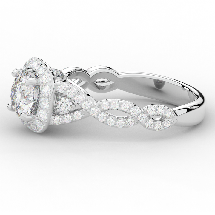 1.60CT.TW ROUND LAB DIAMOND HALO TWIST ENGAGEMENT RING - Nazarelle