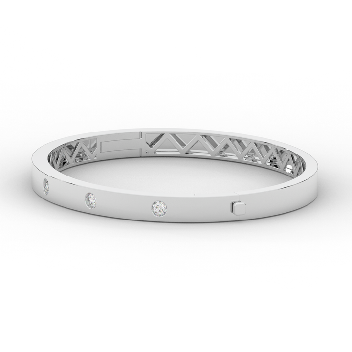 0.50CT.TW ROUND LAB DIAMOND BEZEL SET BANGLE - Nazarelle