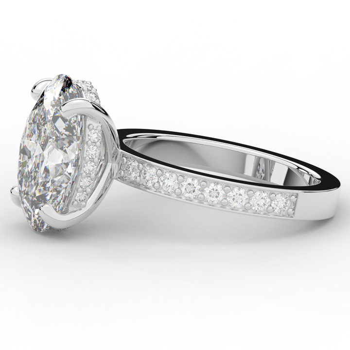 4.30CT.TW OVAL LAB DIAMOND BAND ENGAGEMENT RING - Nazarelle