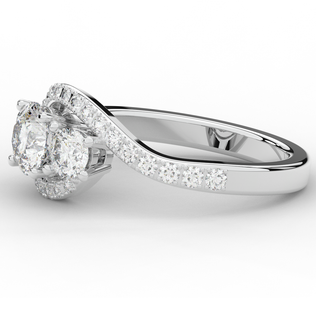 1.65CT.TW ROUND LAB DIAMOND TWIST HALO ENGAGEMENT RING - Nazarelle