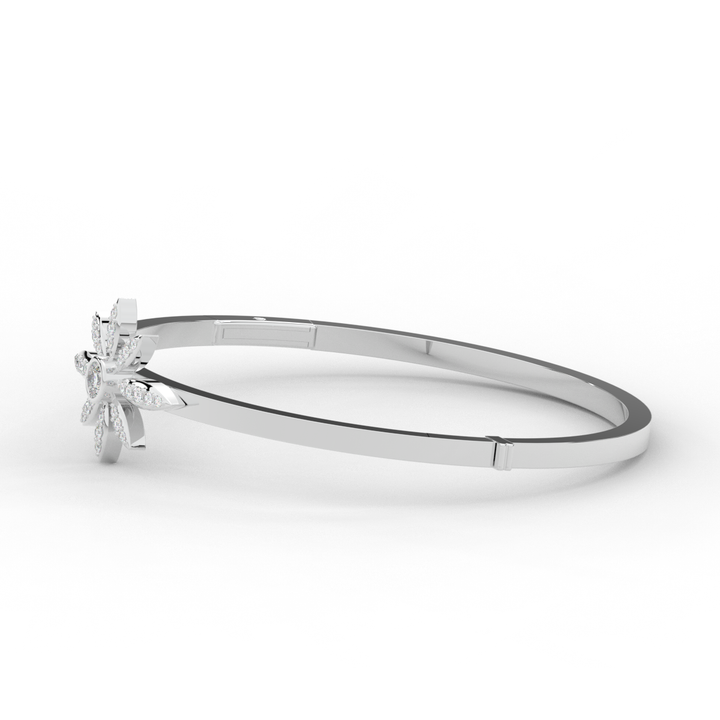0.40CT.TW ROUND LAB BEZEL AND PRONG SET FLOWER DIAMOND BANGLE - Nazarelle