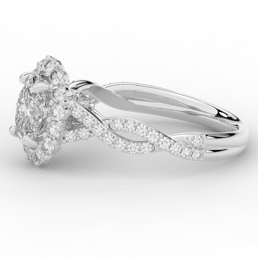 1.75CT.TW OVAL LAB DIAMOND HALO TWIST BAND ENGAGEMENT RING - Nazarelle