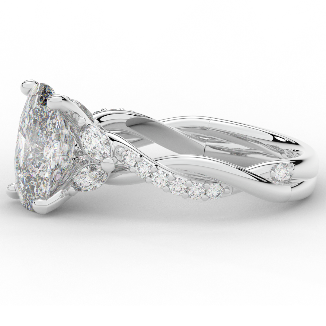 2.40CT.TW CUSHION LAB DIAMOND TWIST BAND ENGAGEMENT RING - Nazarelle