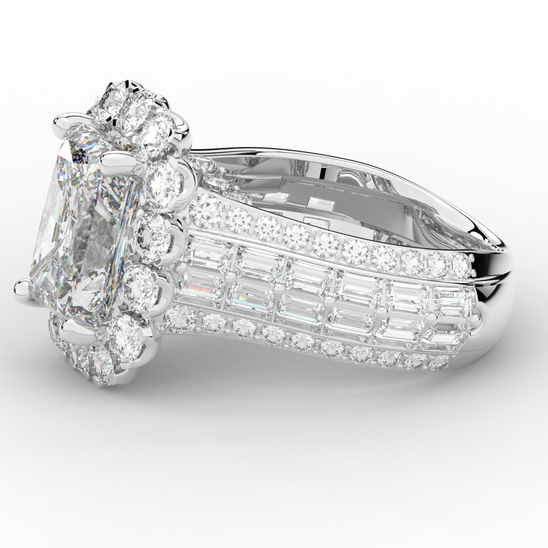 8.00CT.TW RADIANT LAB DIAMOND HALO ENGAGEMENT RING - Nazarelle