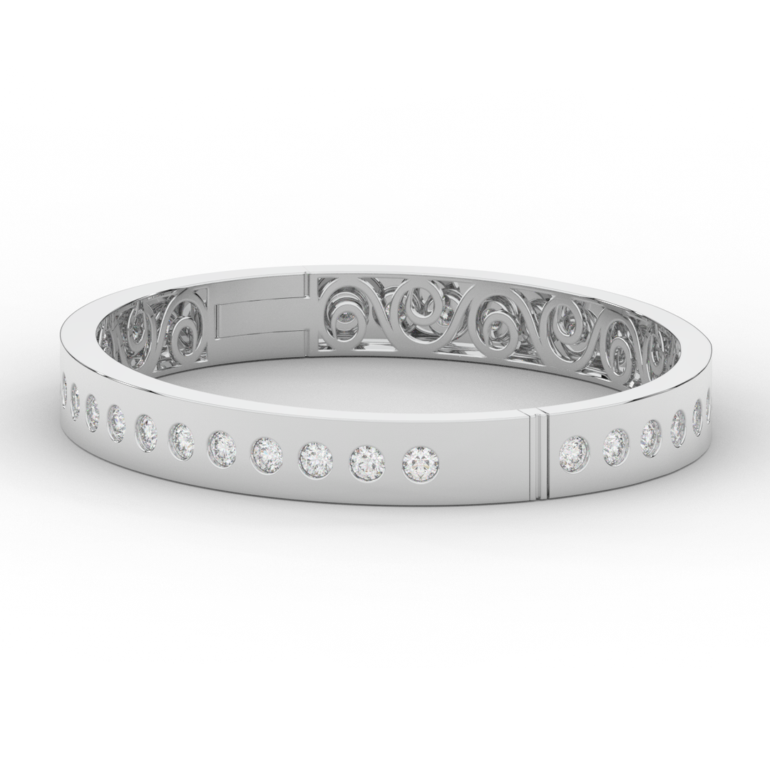 4.50CT.TW ROUND LAB DIAMOND ETERNITY BEZEL SET BANGLE - Nazarelle