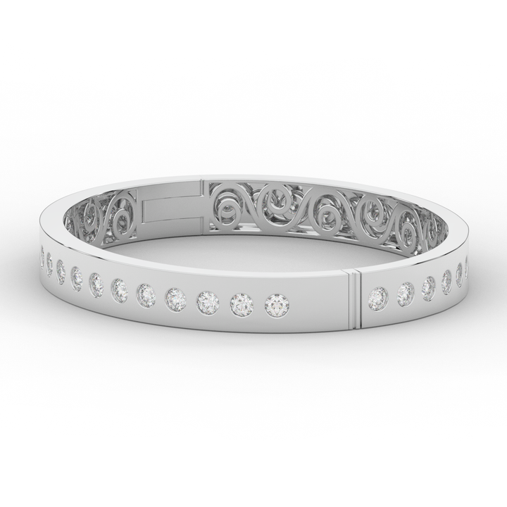 4.50CT.TW ROUND LAB DIAMOND ETERNITY BEZEL SET BANGLE - Nazarelle