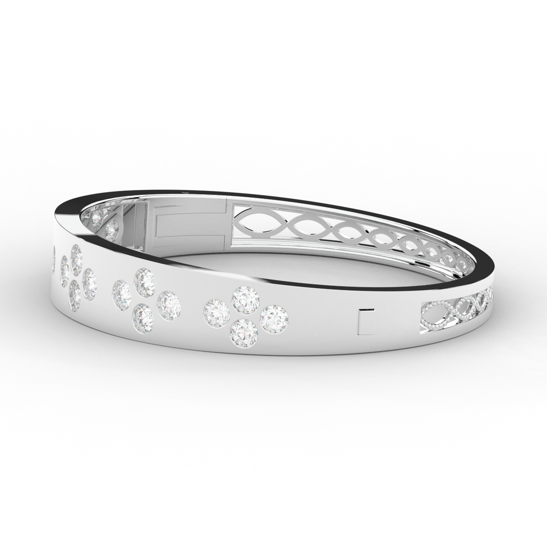 4.10CT.TW ROUND LAB DIAMOND BEZEL SET BANGLE - Nazarelle