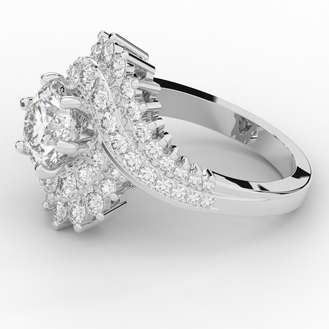 3.35CT.TW ROUND LAB DIAMOND BYPASS HALO ENGAGEMENT RING - Nazarelle