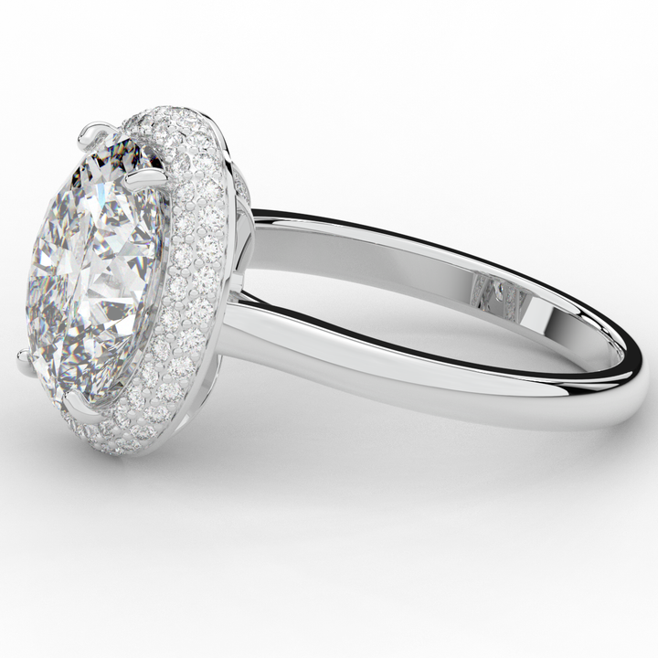 4.40CT.TW OVAL LAB DIAMOND HALO ENGAGEMENT RING - Nazarelle
