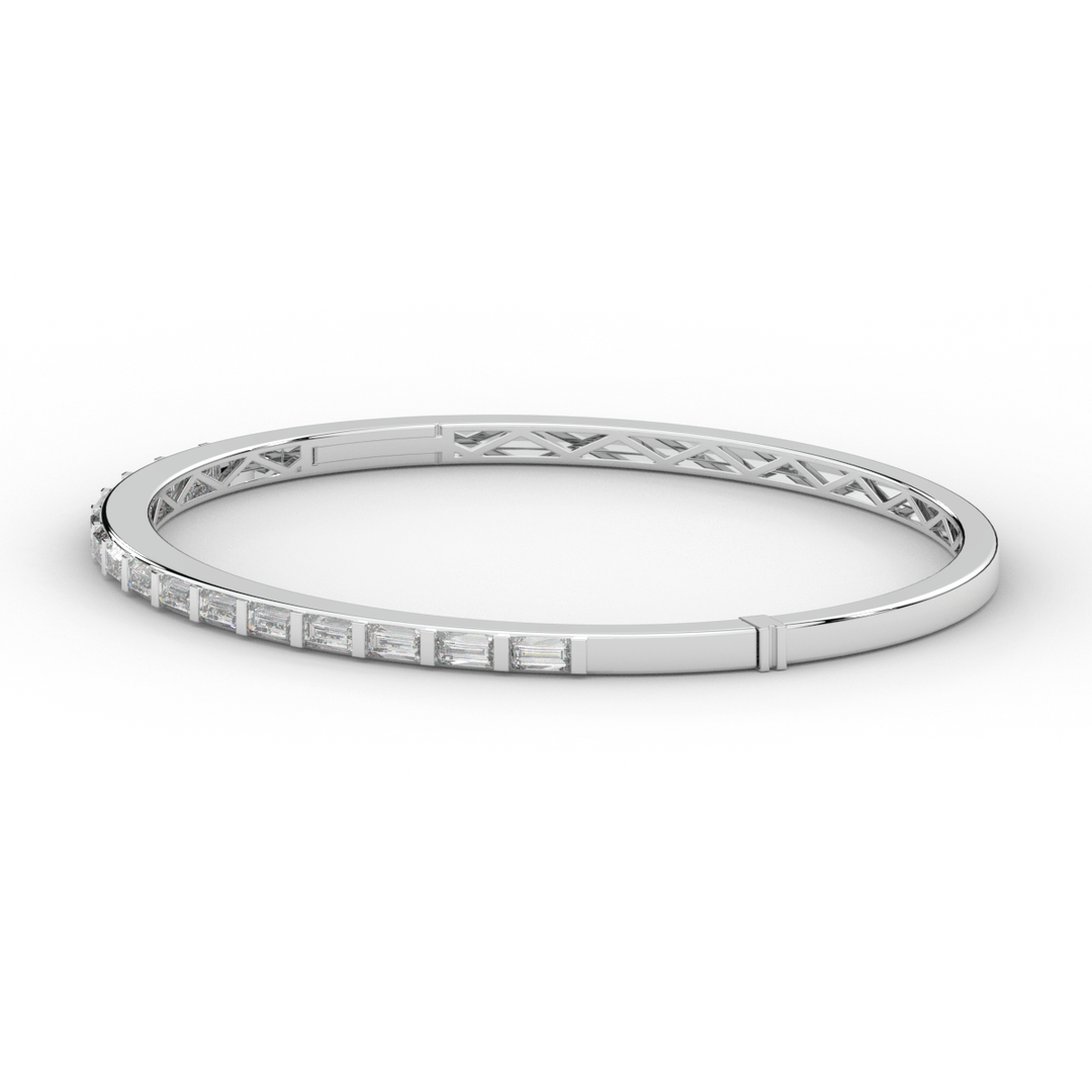1.50CT.TW BAGUETTE LAB DIAMOND SHARED PRONG BANGLE - Nazarelle