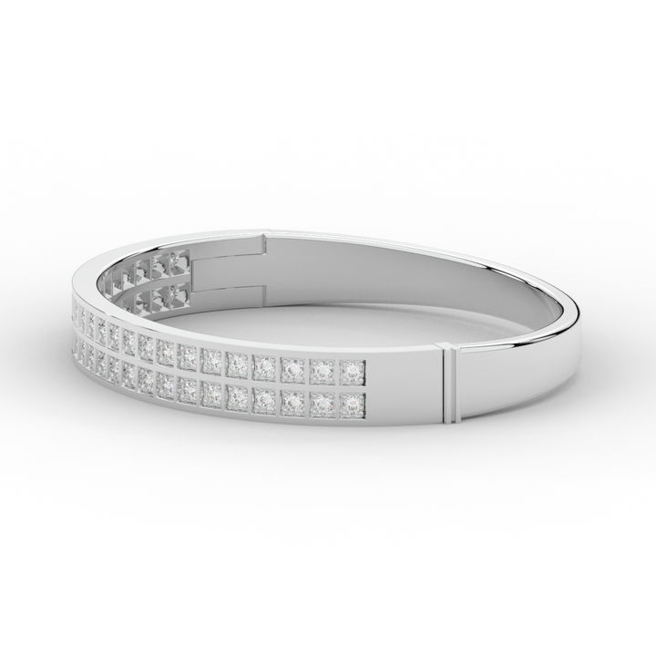 2.00CT.TW ROUND LAB TWO ROW DIAMOND BANGLE - Nazarelle