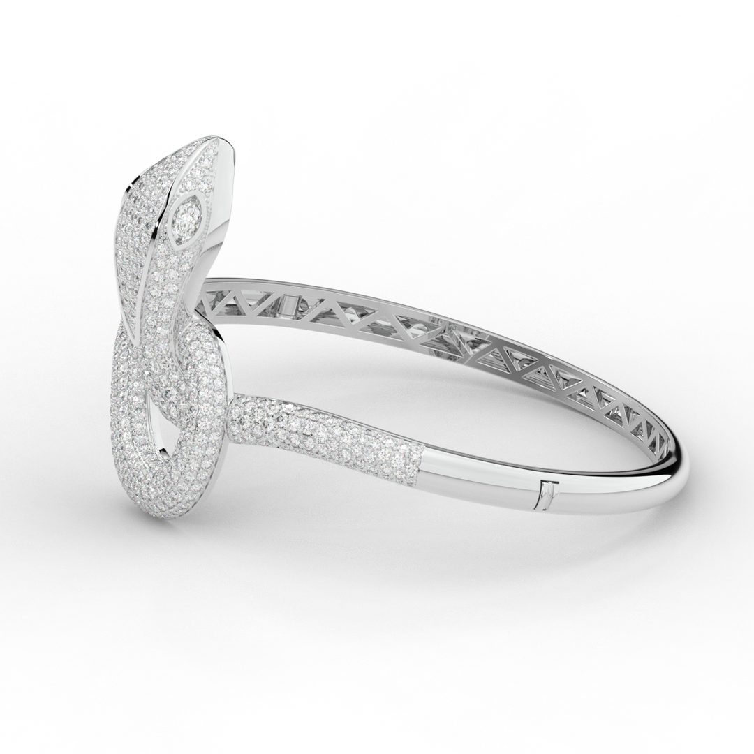 4.90CT.TW ROUND AND PEAR LAB DIAMOND SNAKE BANGLE - Nazarelle