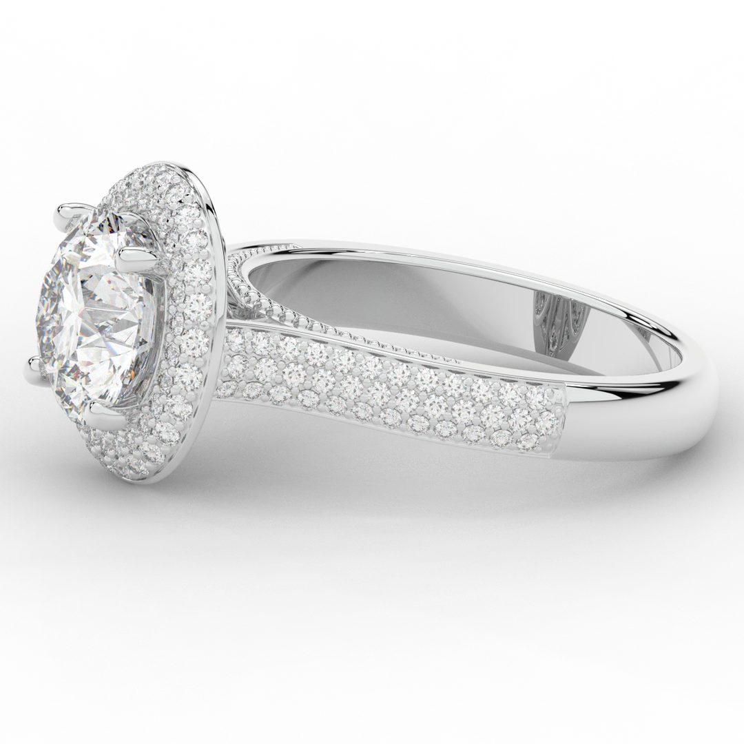 2.45CT.TW ROUND LAB DIAMOND HALO ENGAGEMENT RING - Nazarelle