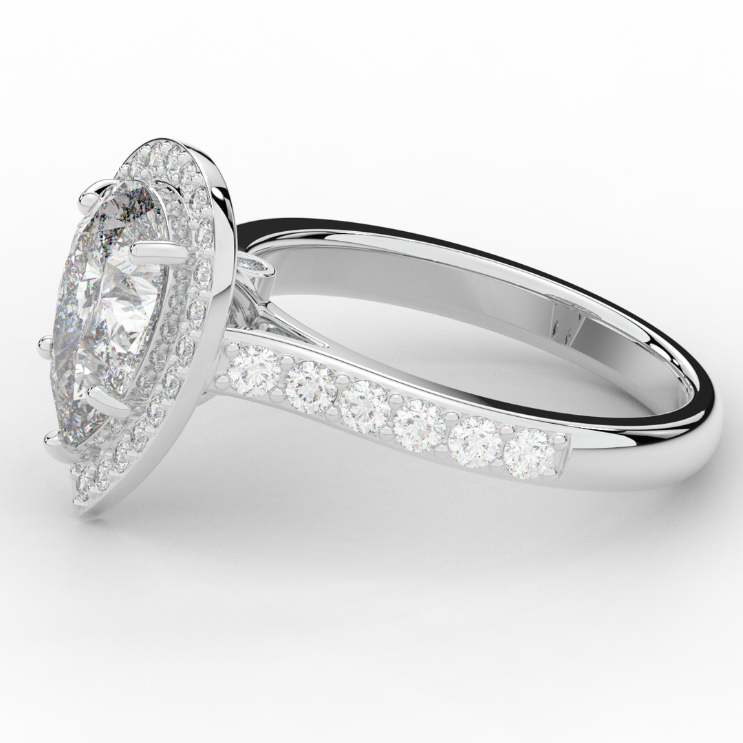 2.50CT.TW PEAR LAB DIAMOND HALO ENGAGEMENT RING - Nazarelle