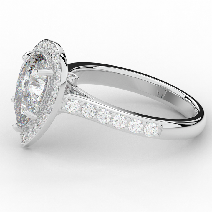2.50CT.TW PEAR LAB DIAMOND HALO ENGAGEMENT RING - Nazarelle