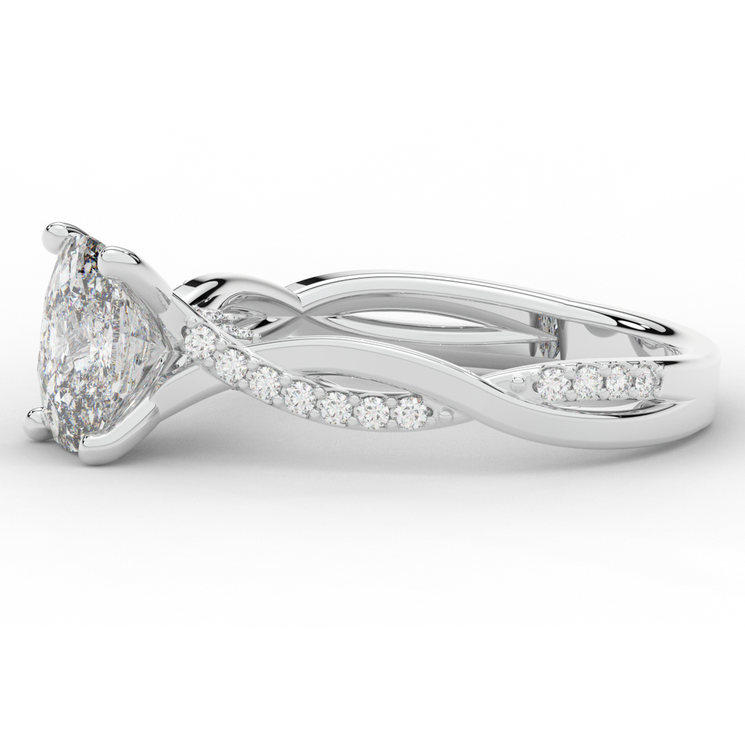 1.70CT.TW CUSHION LAB DIAMOND TWIST BAND ENGAGEMENT RING - Nazarelle