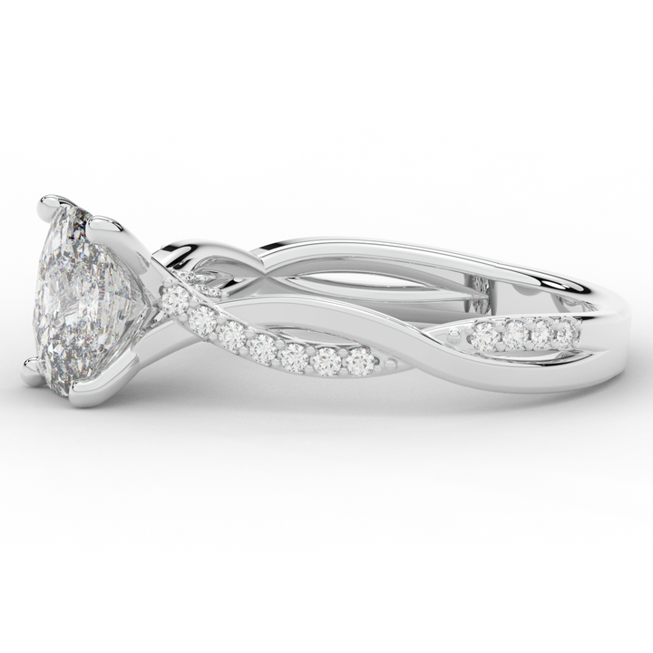 1.70CT.TW CUSHION LAB DIAMOND TWIST BAND ENGAGEMENT RING - Nazarelle