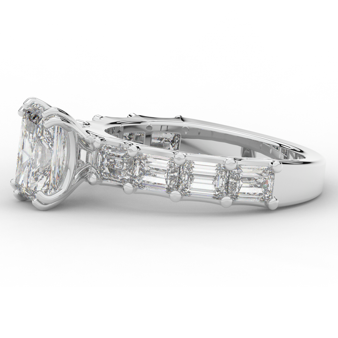 3.75CT.TW RADIANT LAB DIAMOND SOLITAIRE ENGAGEMENT RING - Nazarelle