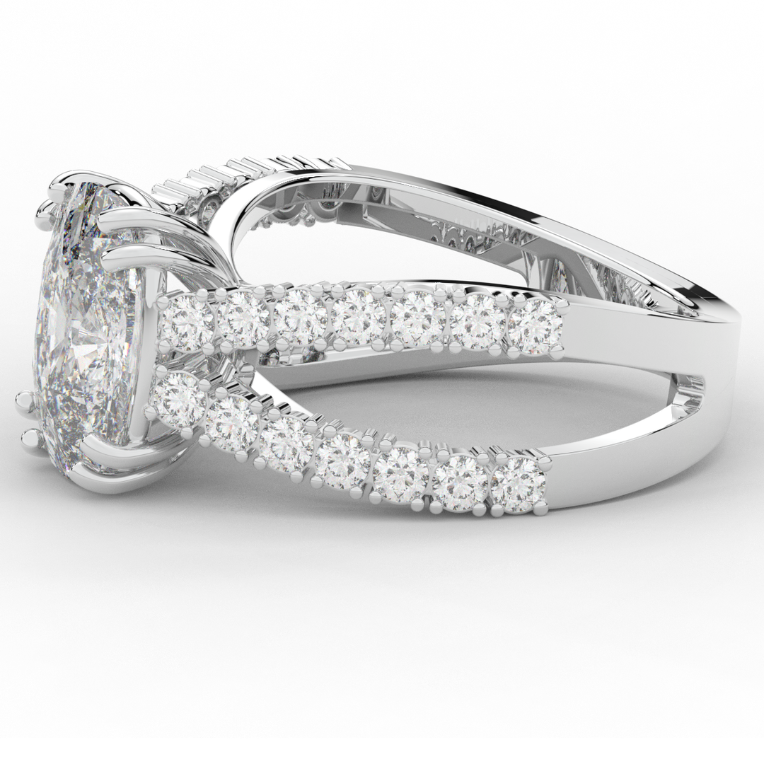 3.75CT.TW CUSHION LAB DIAMOND SPLIT BAND ENGAGEMENT RING - Nazarelle