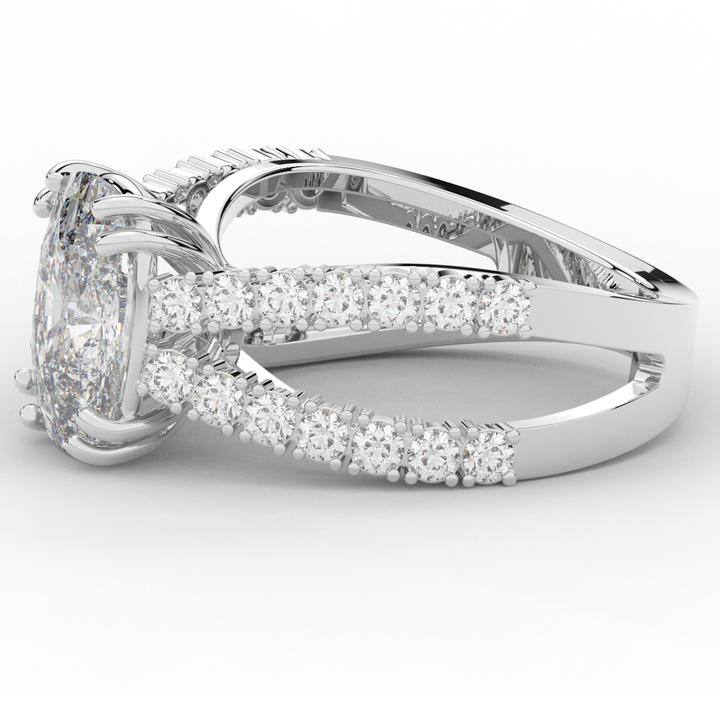 3.75CT.TW CUSHION LAB DIAMOND SPLIT BAND ENGAGEMENT RING - Nazarelle