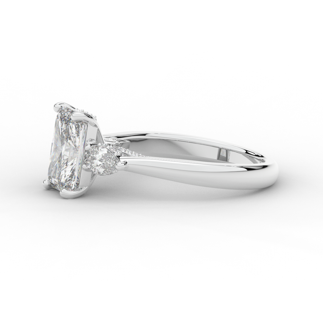 2.40CT.TW RADIANT LAB DIAMOND 3 STONE ENGAGEMENT RING - Nazarelle