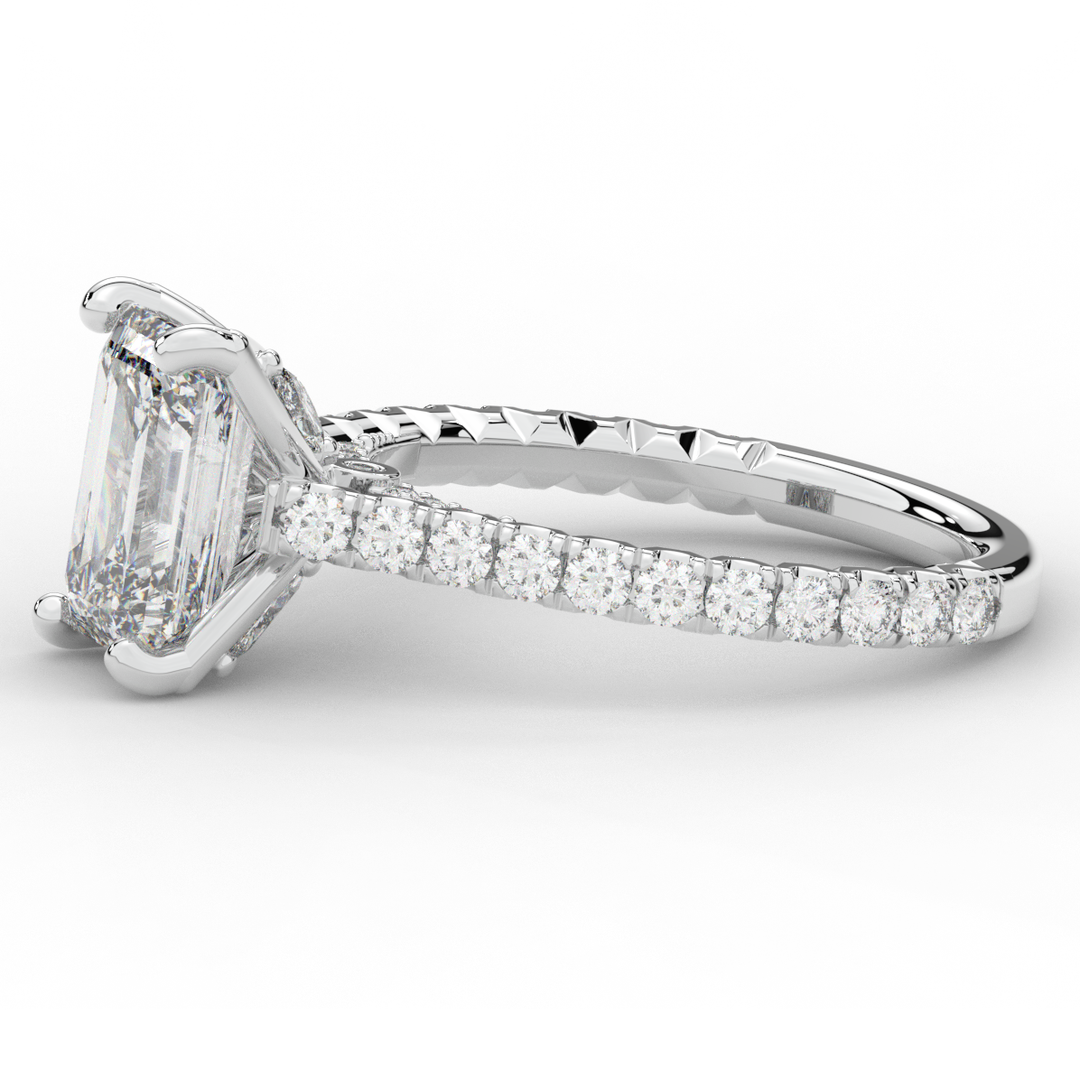2.70CT.TW EMERALD CUT LAB DIAMOND SOLITAIRE ENGAGEMENT RING - Nazarelle