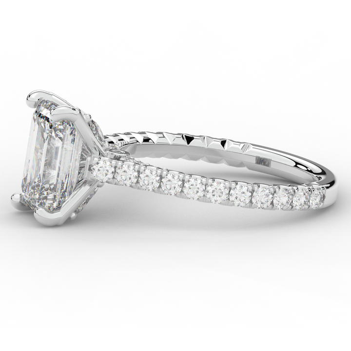 2.70CT.TW EMERALD CUT LAB DIAMOND SOLITAIRE ENGAGEMENT RING - Nazarelle
