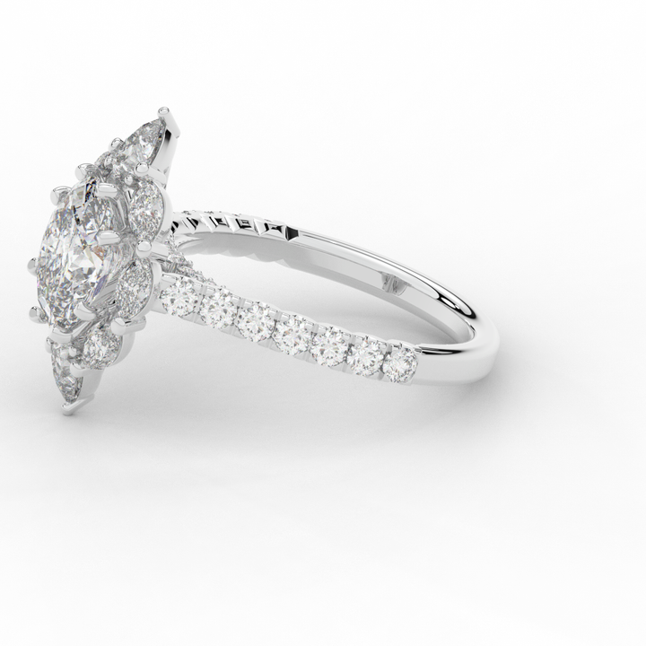 2.75CT.TW OVAL LAB DIAMOND HALO ENGAGEMENT RING - Nazarelle