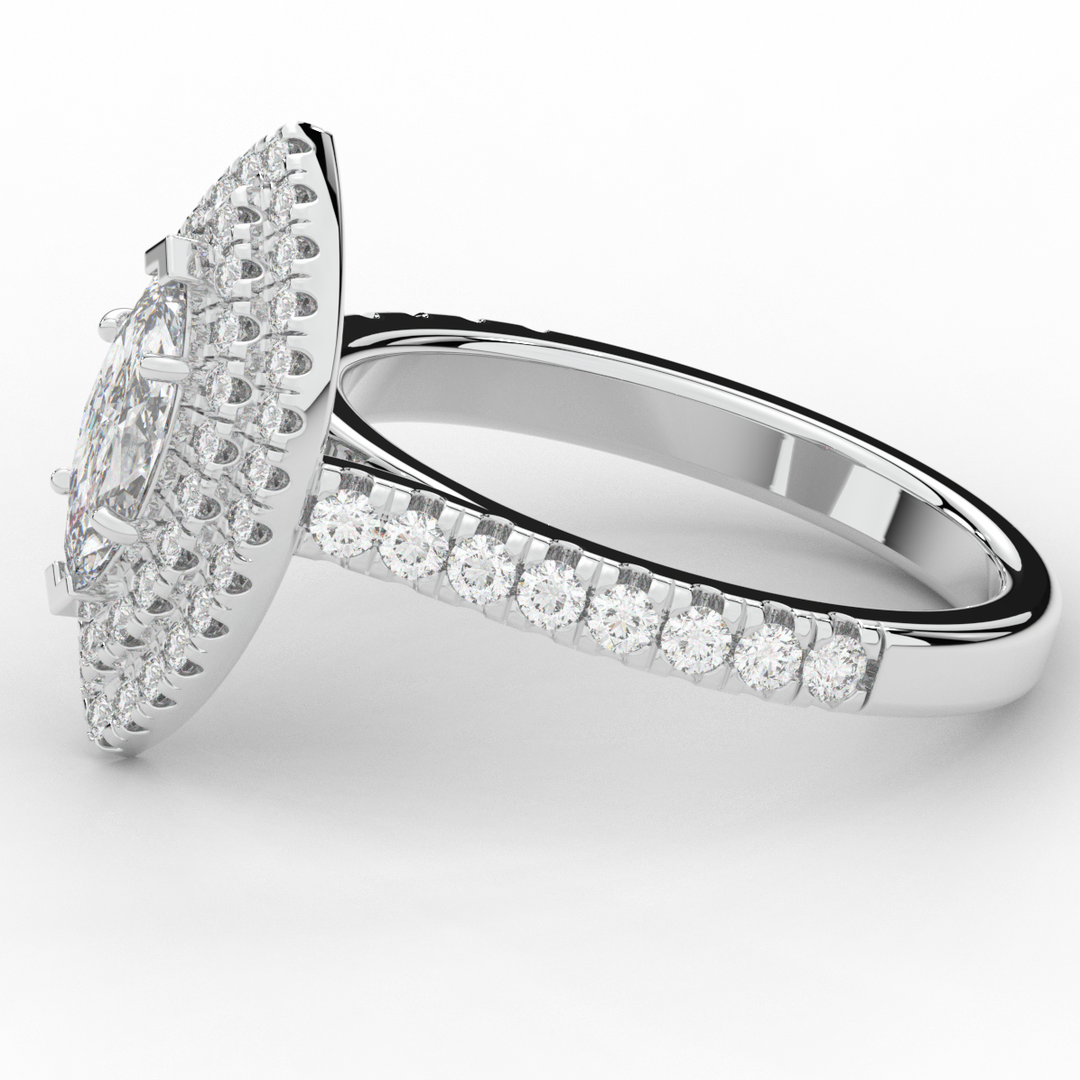 1.00CT.TW MARQUISE LAB DIAMOND HALO ENGAGEMENT RING - Nazarelle