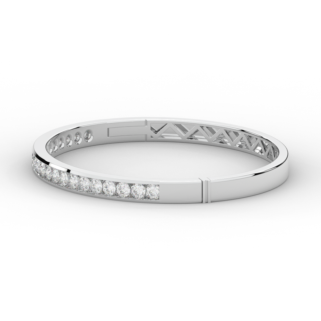 2.75CT.TW ROUND LAB CHANNEL SET DIAMOND BANGLE - Nazarelle