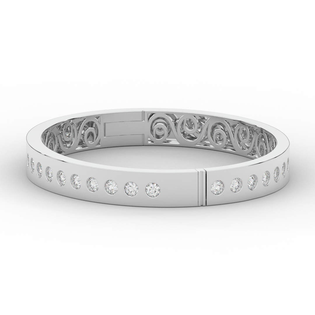 4.50CT.TW ROUND LAB DIAMOND ETERNITY BEZEL SET BANGLE - Nazarelle