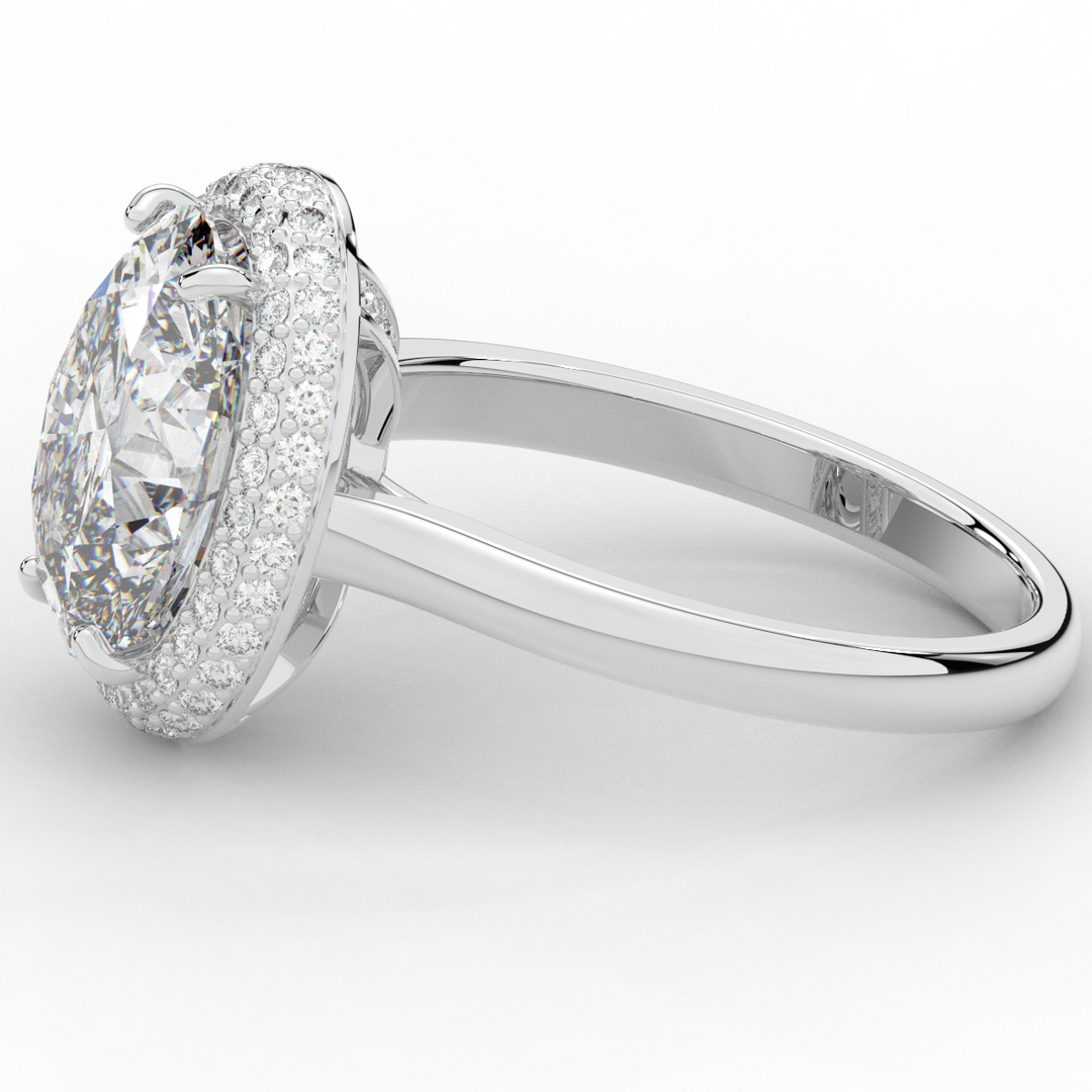 4.40CT.TW OVAL LAB DIAMOND HALO ENGAGEMENT RING - Nazarelle