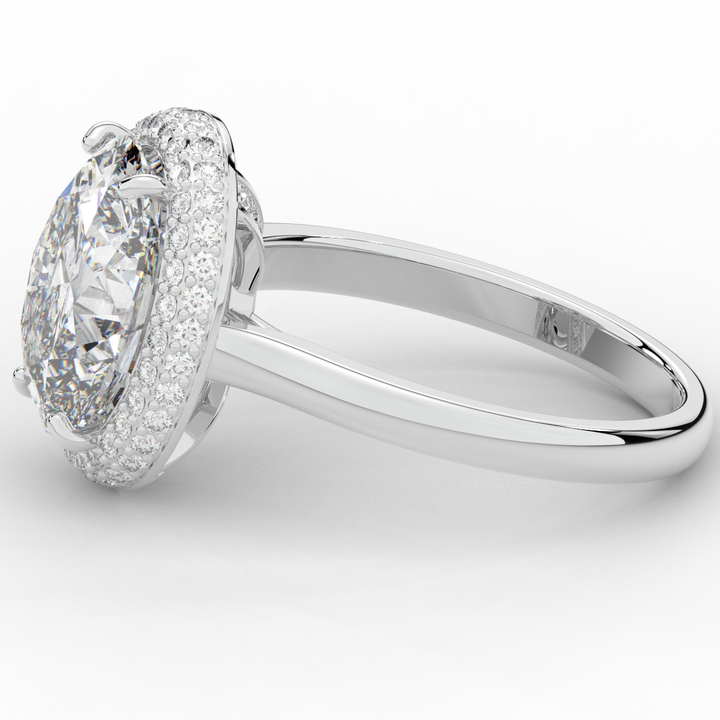 4.40CT.TW OVAL LAB DIAMOND HALO ENGAGEMENT RING - Nazarelle