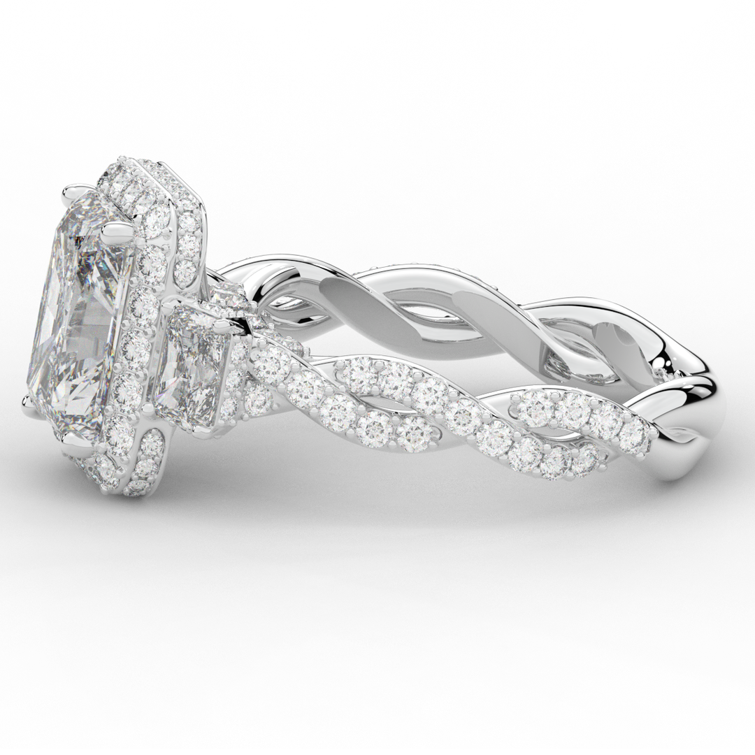 4.70CT.TW RADIANT LAB DIAMOND 3 STONE ENGAGEMENT RING - Nazarelle